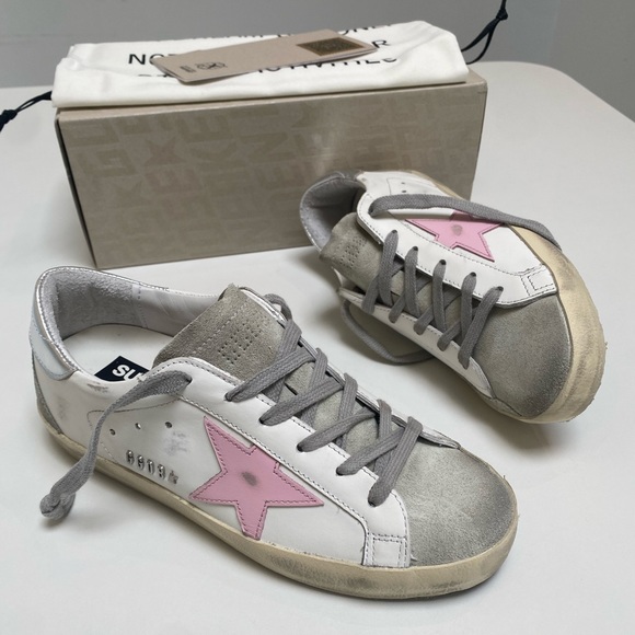 Golden Goose Superstar Sneaker White Leather/Ice/Orchid Pink sz 37 New in Box - Picture 10 of 13